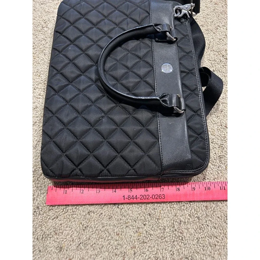 KNOMO AVIGNON 13” Black Quilted LAPTOP BRIEF Bag Travel Work Career NICE B23